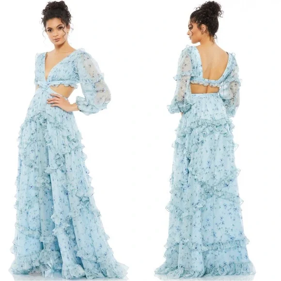 MAC DUGGAL フラワー柄 ジャージ タイトガウン Mac Duggal | Dresses | Mac Duggal 7249 Ruffle Tiered Floral